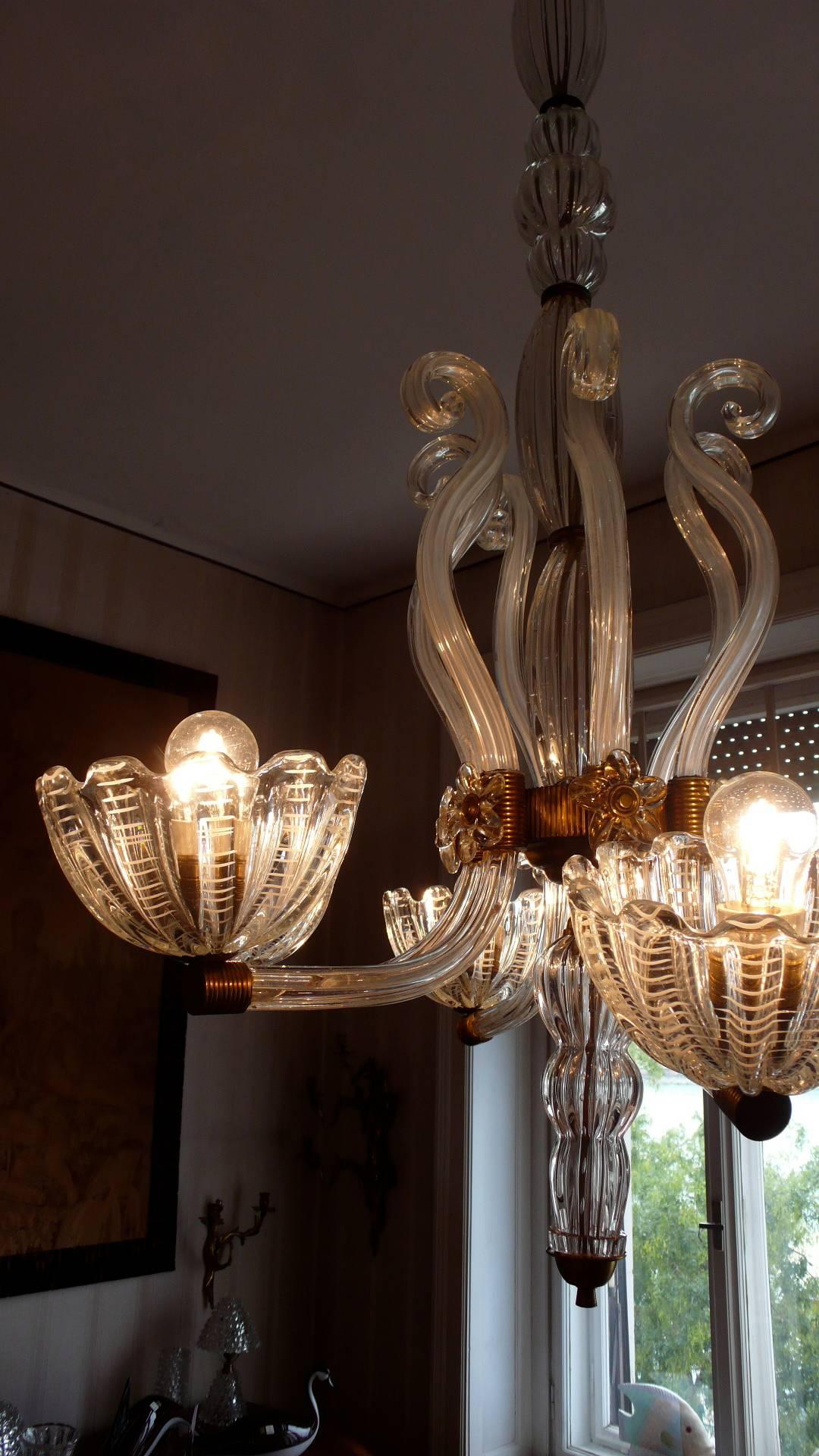 20th Century Royal Chandelier by Barovier & Toso, Murano, 1940s