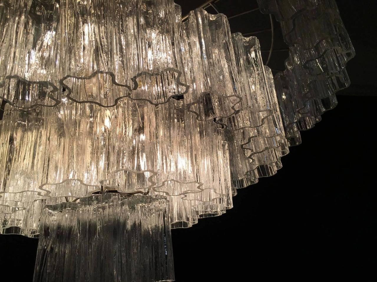 Pair of Italian Tronchi Chandeliers Toni Zuccheri for Venini Style, Murano In Excellent Condition In Budapest, HU