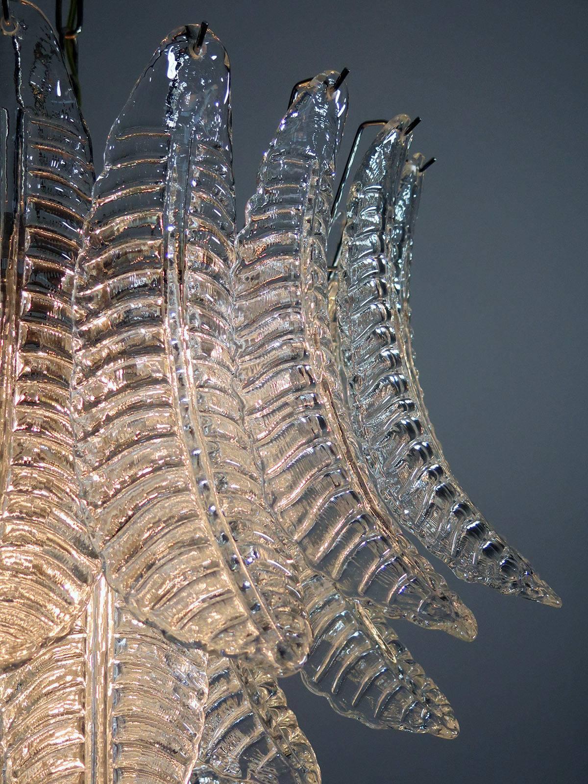 Murano Glass Italian Leaves Chandelier, Barovier & Toso Style, Murano