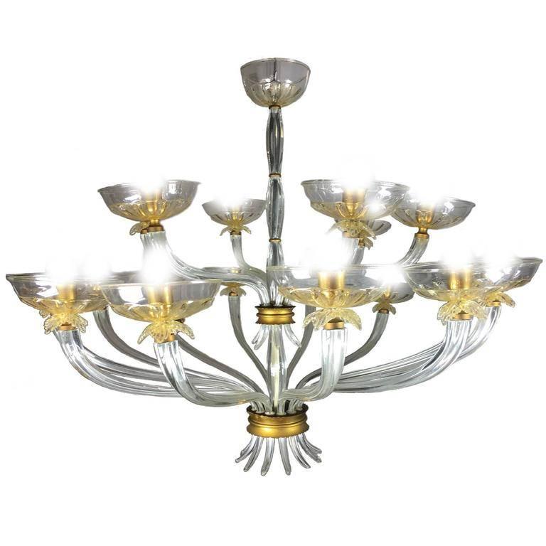 Art Deco Chandelier by Barovier & Toso, Venice, 1940s