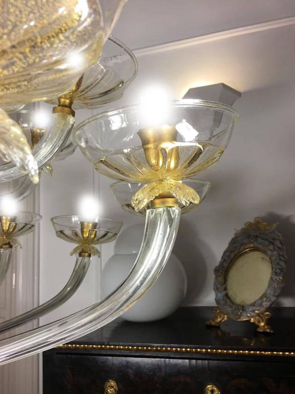 Art Deco Chandelier by Barovier & Toso, Venice, 1940s In Excellent Condition In Budapest, HU