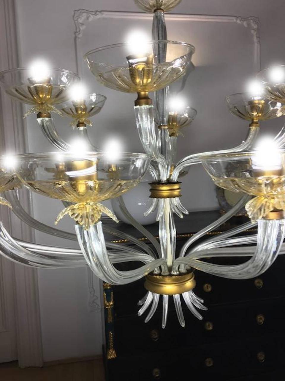Art Deco Chandelier by Barovier & Toso, Venice, 1940s 1