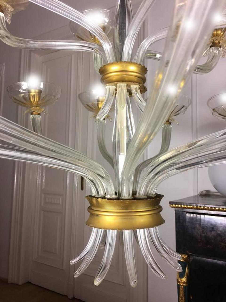 Art Deco Chandelier by Barovier & Toso, Venice, 1940s 3