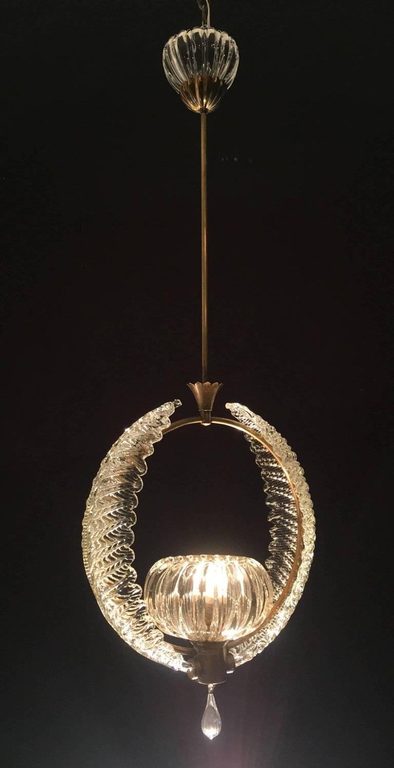 Art Deco Italian Chandelier by Ercole Barovier, Murano, 1940 In Excellent Condition In Budapest, HU