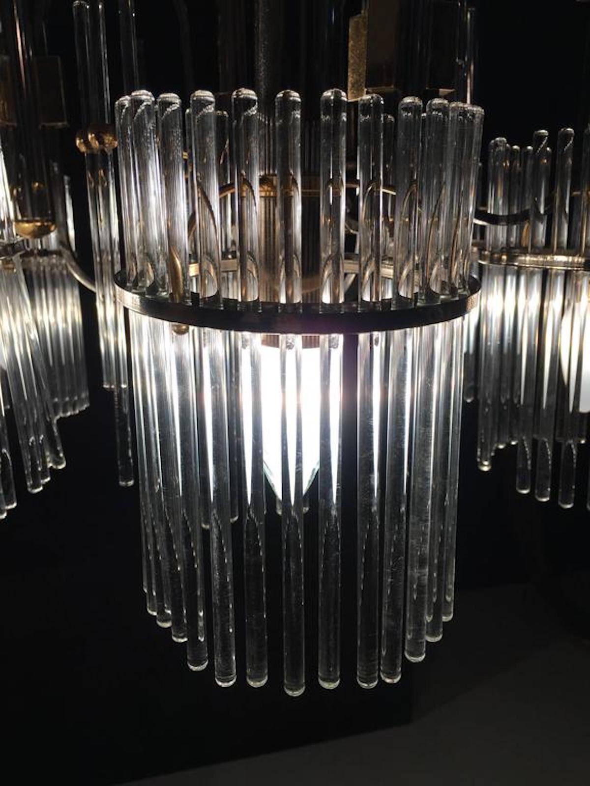 Luxurious Crystal and Brass Chandelier by Gaetano Sciolari, 1970s In Excellent Condition For Sale In Budapest, HU