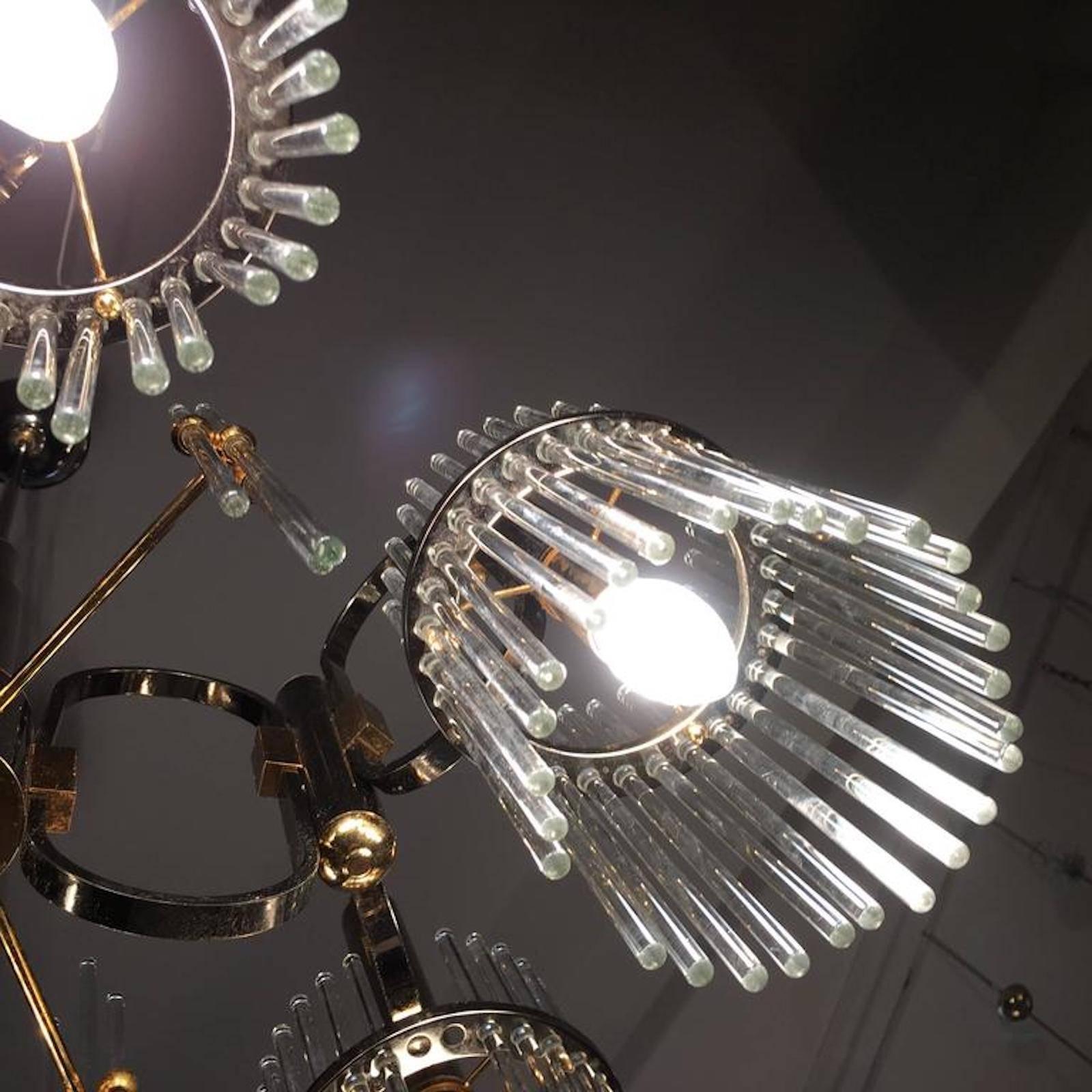 Luxurious Crystal and Brass Chandelier by Gaetano Sciolari, 1970s For Sale 2