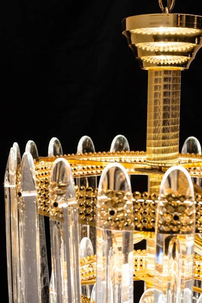 Brass Chandelier by Gaetano Sciolari, 1960s For Sale