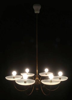 Rare Chandelier Reticello by Venini, 1940s
