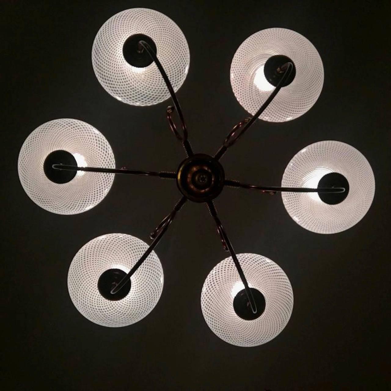 Italiano Raro lampadario Reticello di Venini, anni '40 in vendita