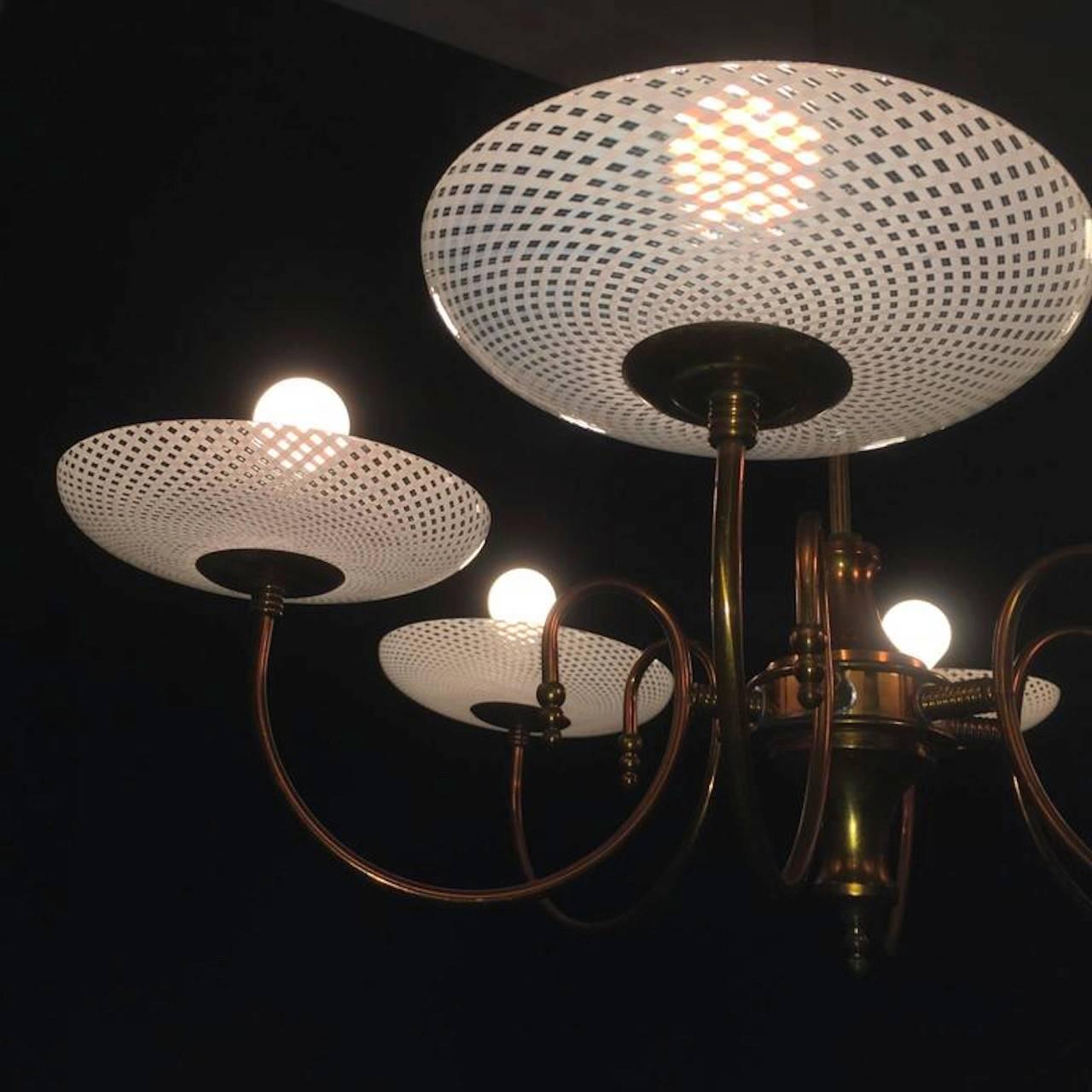 20th Century Rare Chandelier Reticello by Venini, 1940s For Sale