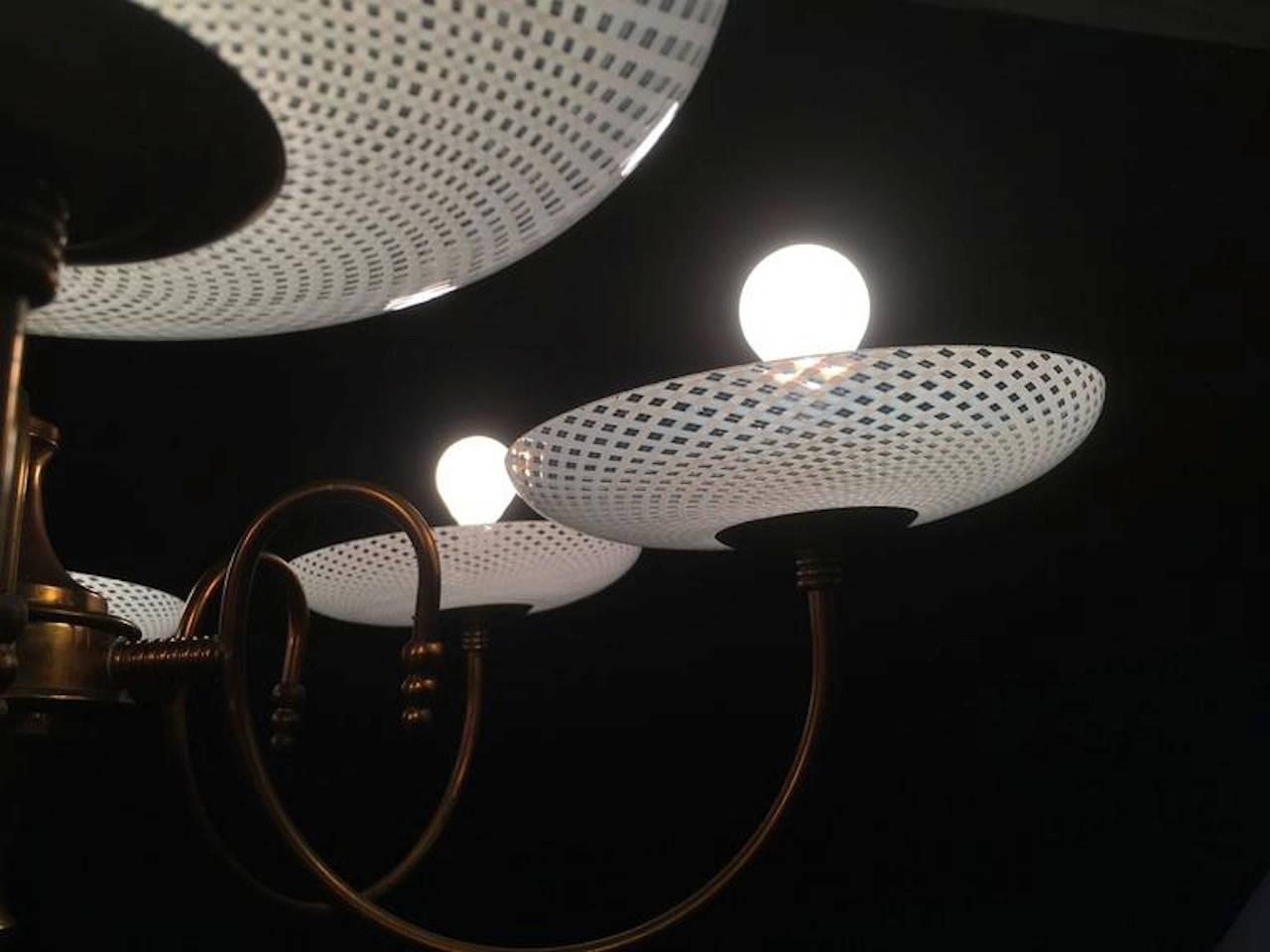 Raro lampadario Reticello di Venini, anni '40 in vendita 1