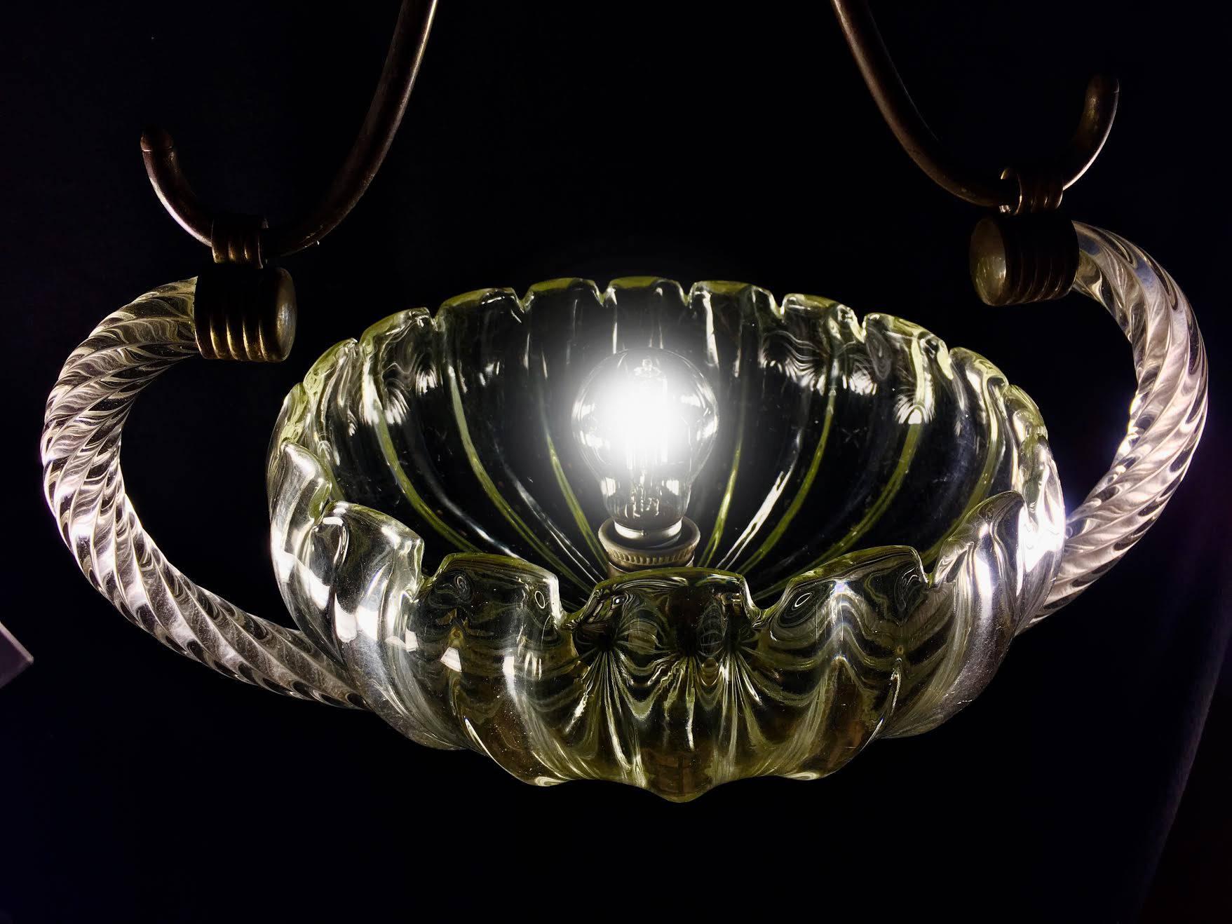 Charming Art Deco Italian Chandelier by Ercole Barovier, Murano, 1940 For Sale 5