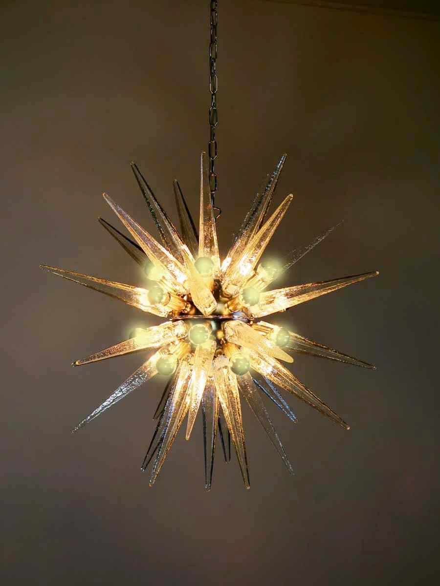 Exceptional Pair of Glass Sputnik Chandeliers, Murano In Excellent Condition In Budapest, HU