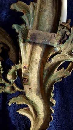Very Rare Trio of Gilded Bronze Louis XV Italian Sconces, 1880s