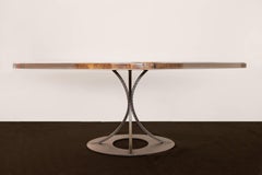 Contemporary Epoxy Resin Oval Dining Table with a Slice of Olive Tree Trunk