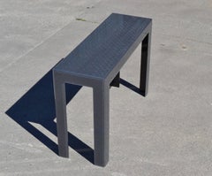 Modern Plexiglass Console Table with Anthracite Grey Metal Mesh Inlay