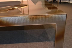 Modern Plexiglass Coffee Table with Flamed Black Metal Mesh Inlay
