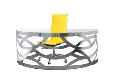 Contemporary Laser Cut Stainless Steel Desk with Glass Top "Scrivania Scultura"