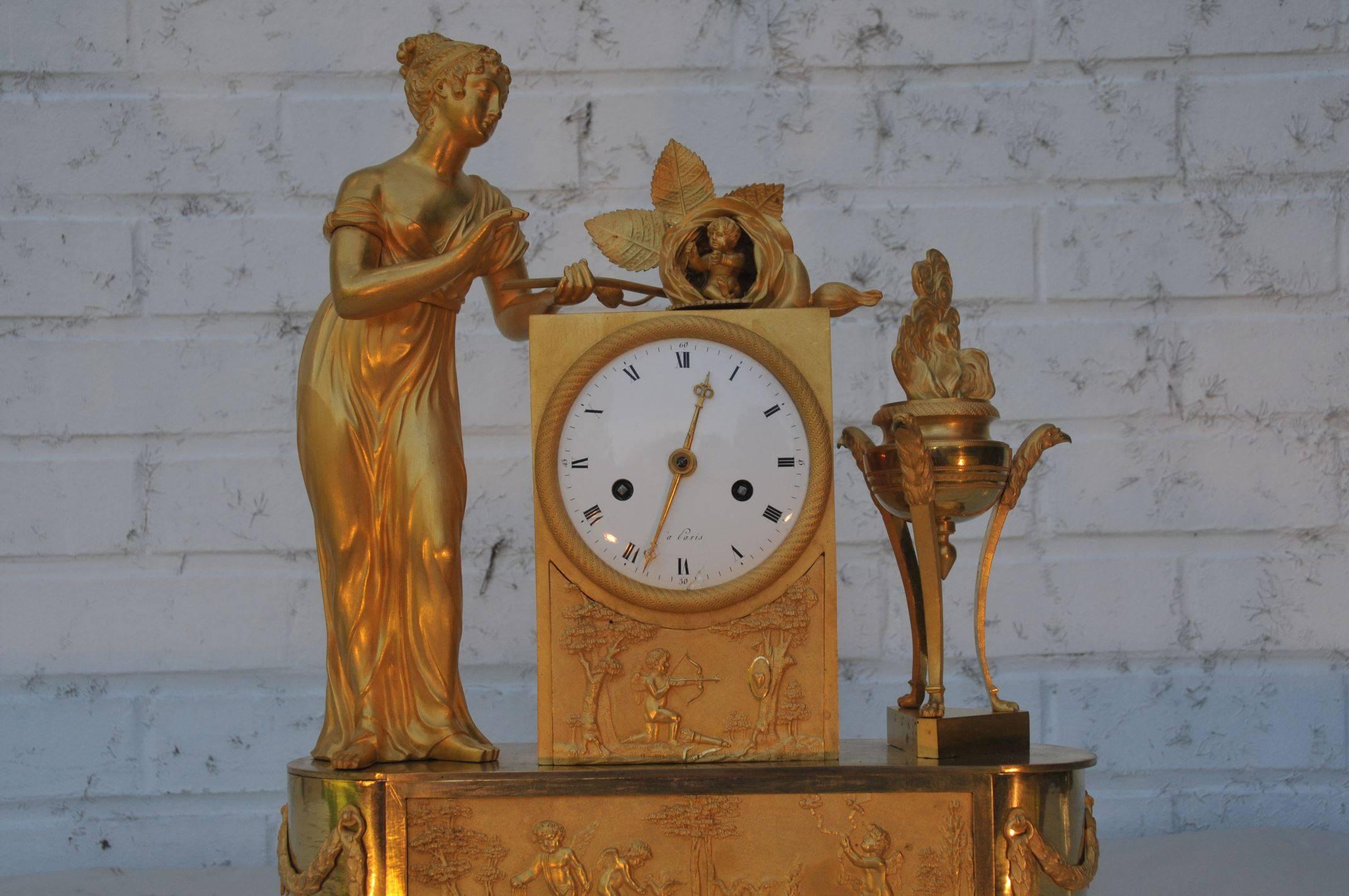 French Empire Ormolu Mantel Clock, 