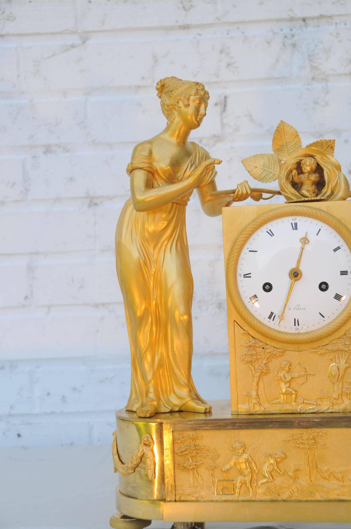 Early 19th Century French Empire Ormolu Mantel Clock, 