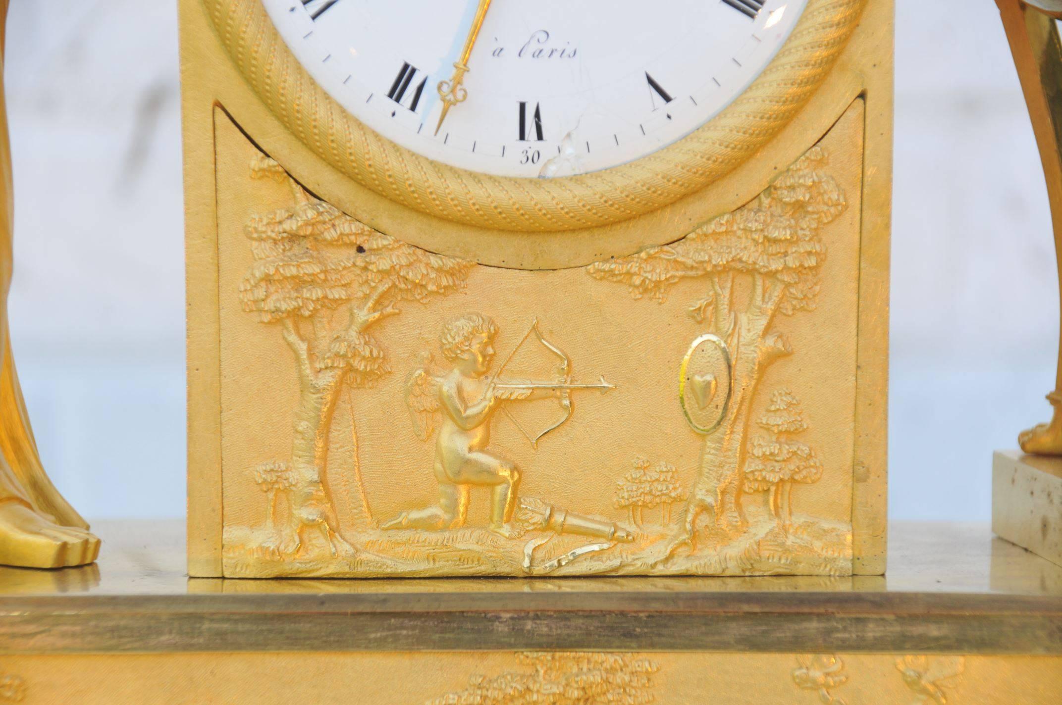 French Empire Ormolu Mantel Clock, 