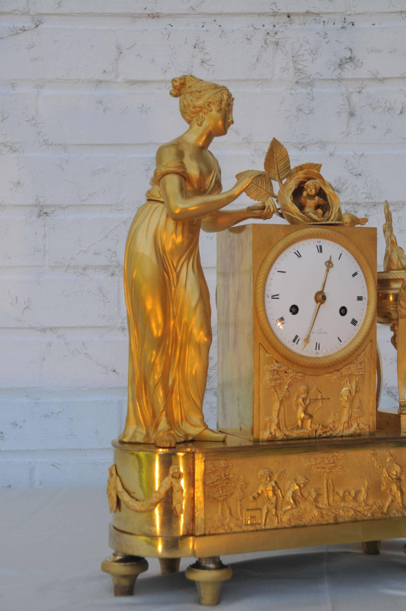 French Empire Ormolu Mantel Clock, 