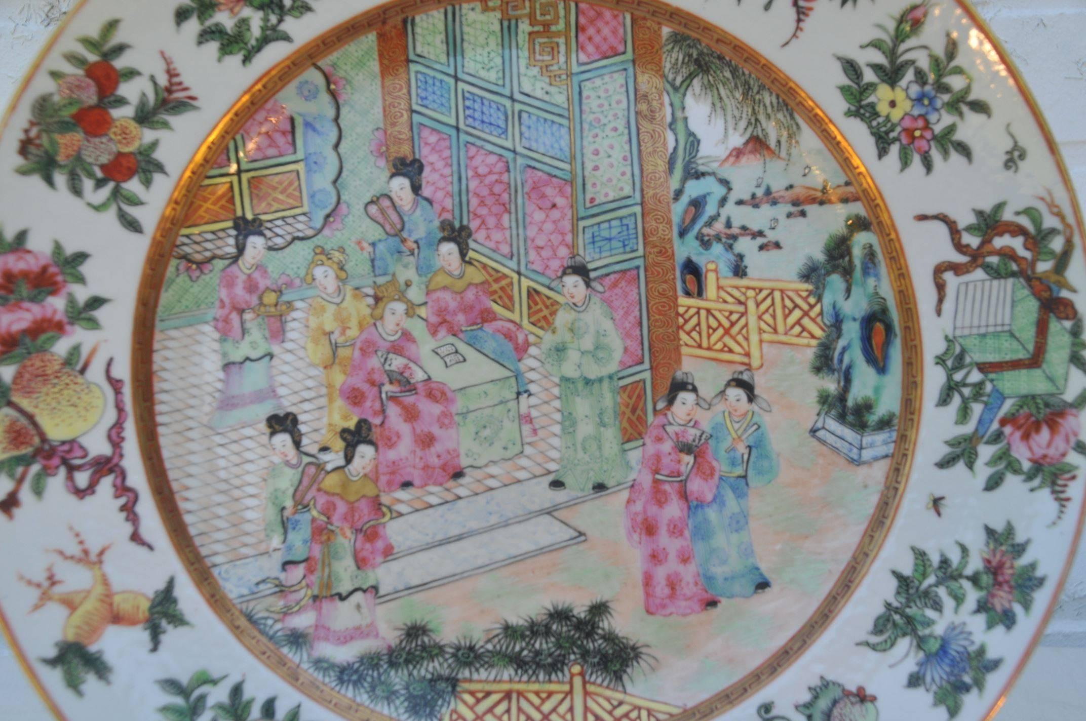 Chinese Fine Canton Medallion Court Scene Charger For Sale