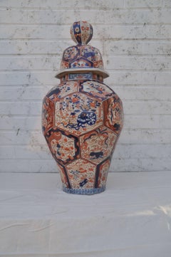 Large Pair of Japanese Imari Vases and Covers