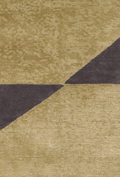 Contemporary Tibetan Rug Hand-Knotted in Nepal, Dark Gold - Purple Brown