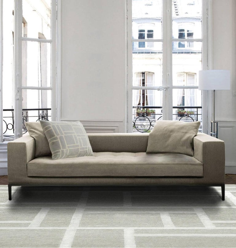 Contemporary Tibetan Rug Hand-Knotted in Nepal, Light Grey ...