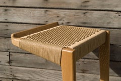 Mid-Century Modern Rian Cantilever Barstool, Woven Danish Cord Seat Deck