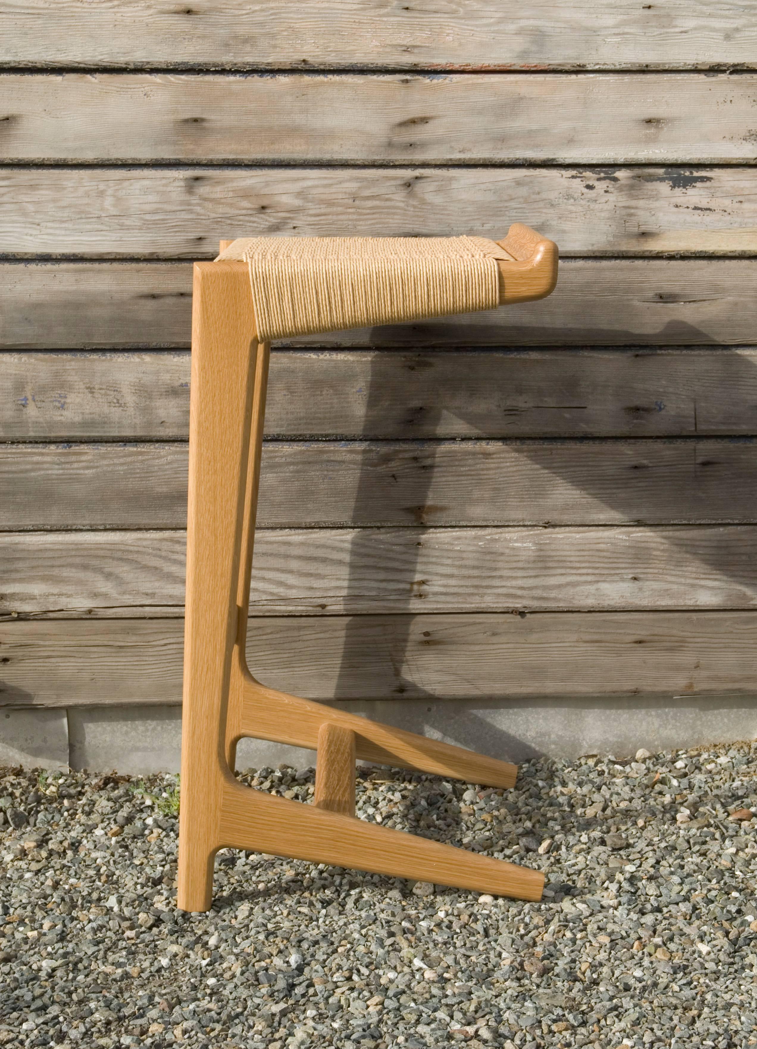 Mid-Century Modern Rian Freischwinger-Barhocker, Sitzfläche aus gewebter dänischer Corde (amerikanisch) im Angebot