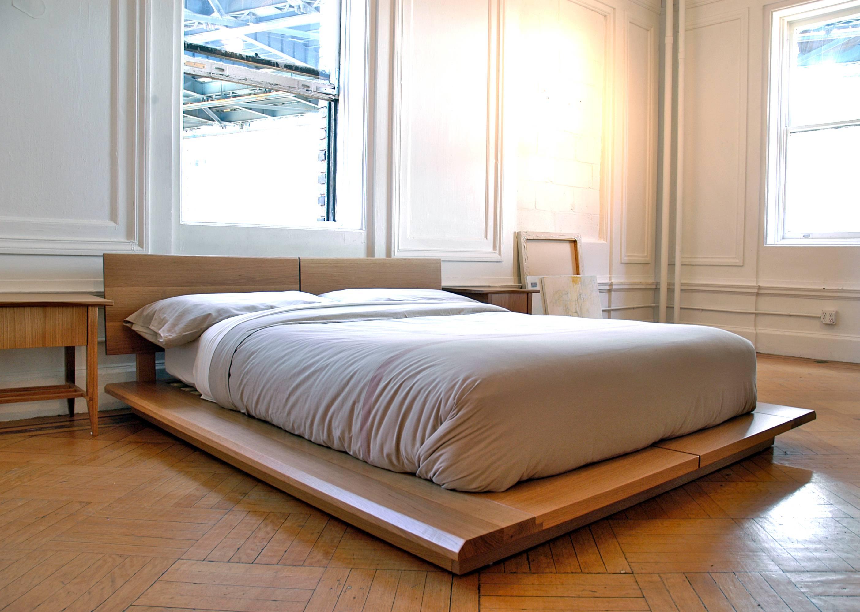 Mid-Century Modern Bed, King, Platform, Mid Century Modern-Style, Custom, Hardwood, Semigood, Rift For Sale