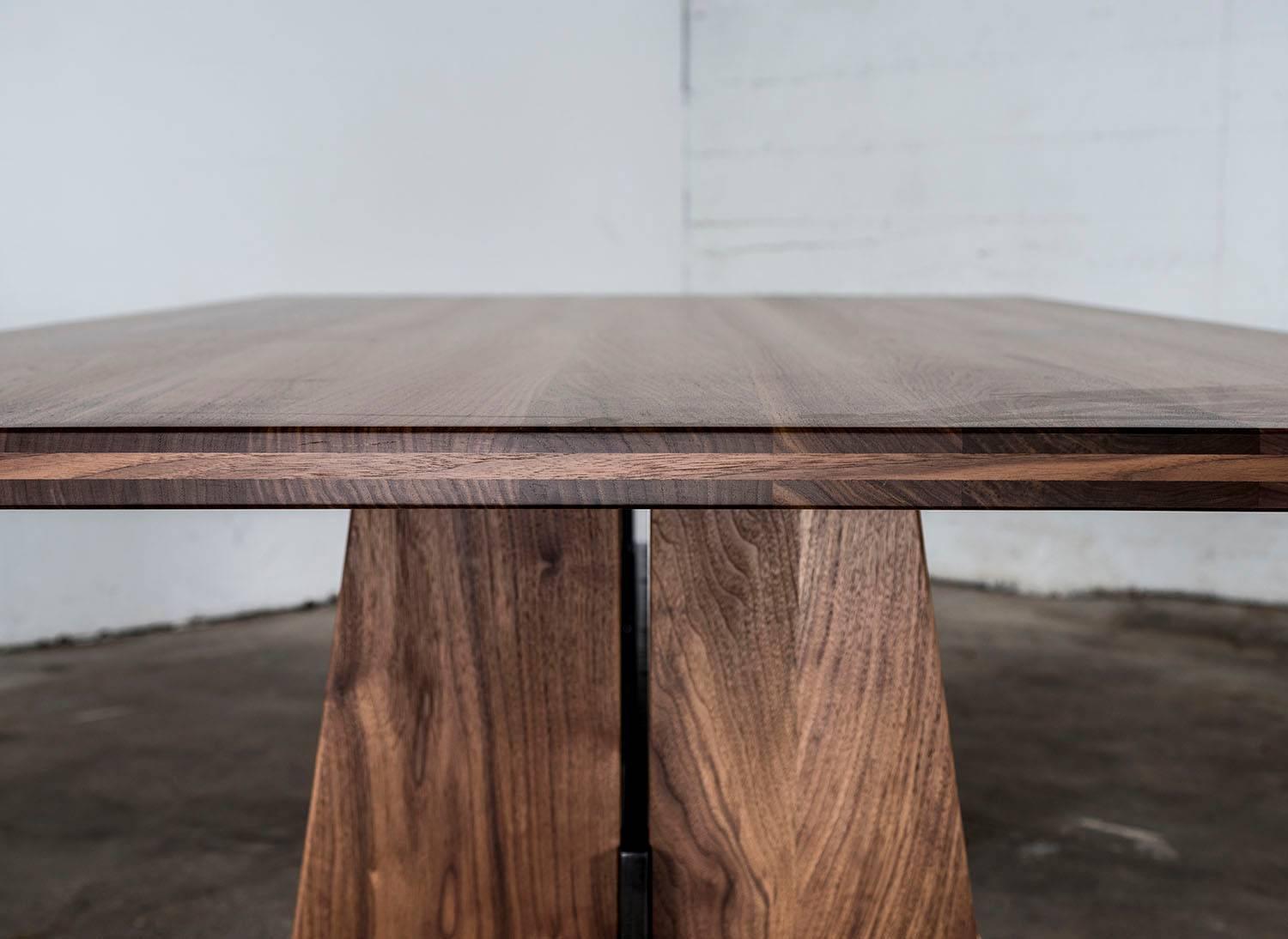 Contemporary Table, Dining, Custom, Hardwood, Steel, Modern, Semigood For Sale