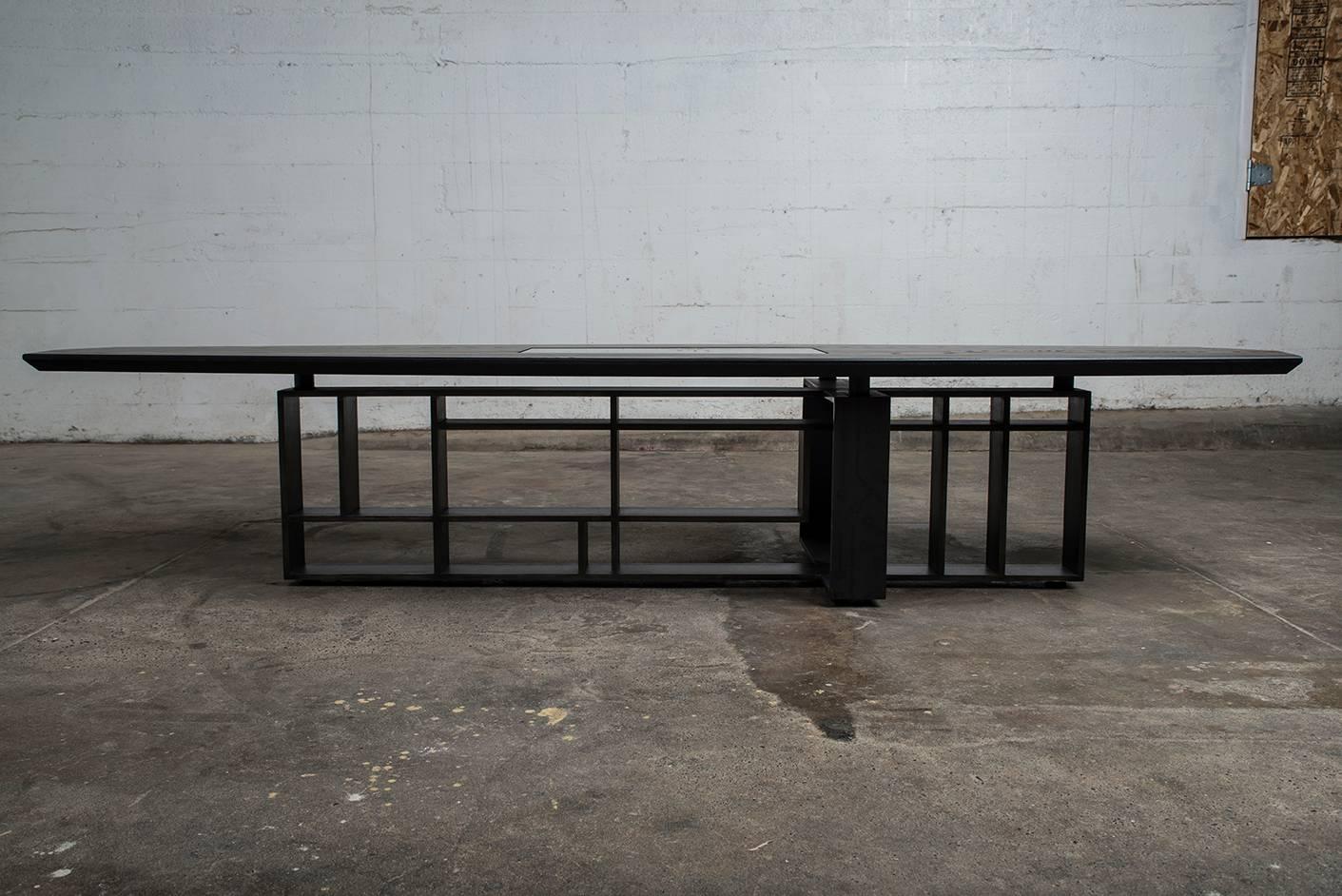 Table, Coffee Table, Blackened Steel, Glass, Brand Customization, Semigood For Sale 2