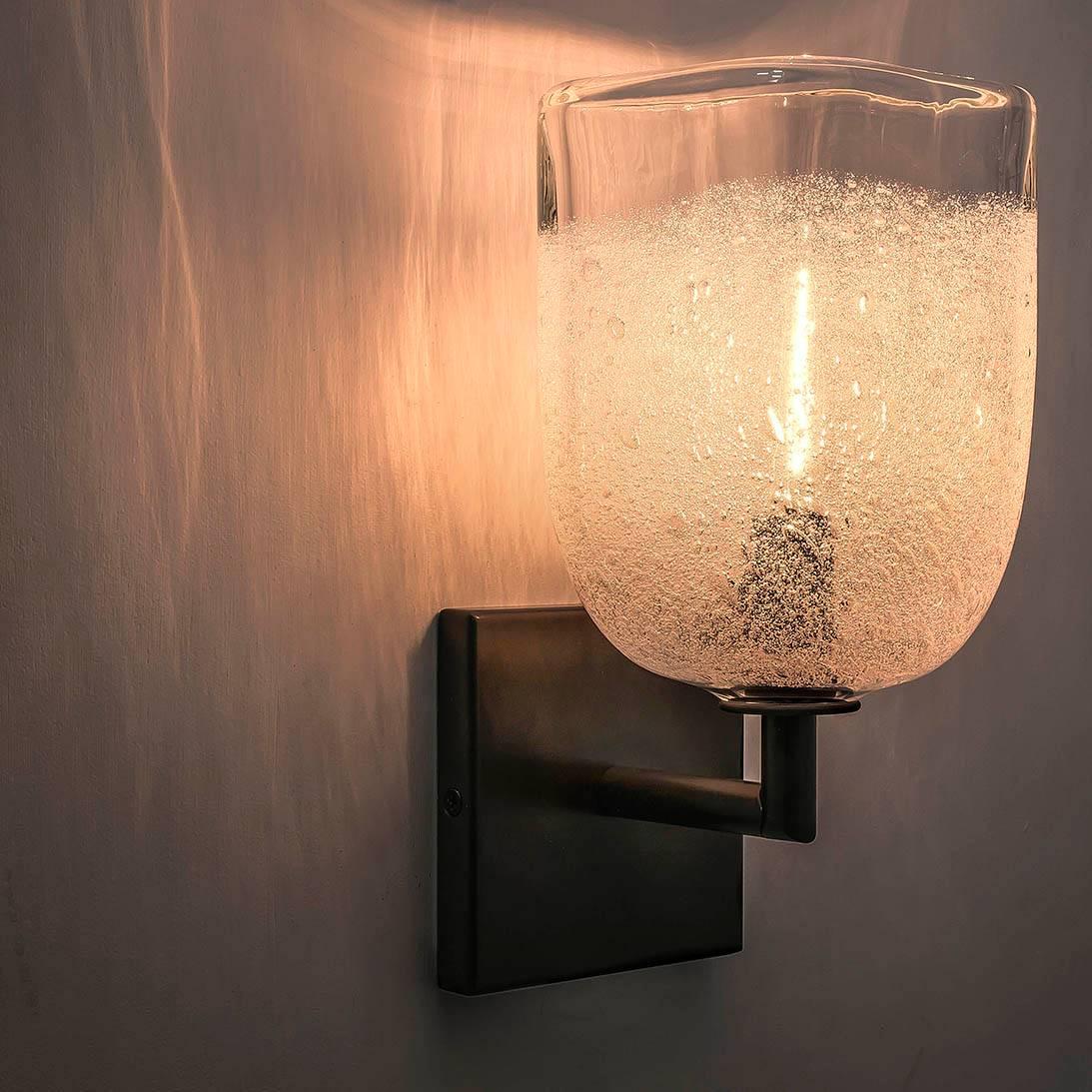 Mid-Century Modern Clear Square Bubble Glass Sconce • Hand Blown Glass • Made to Order