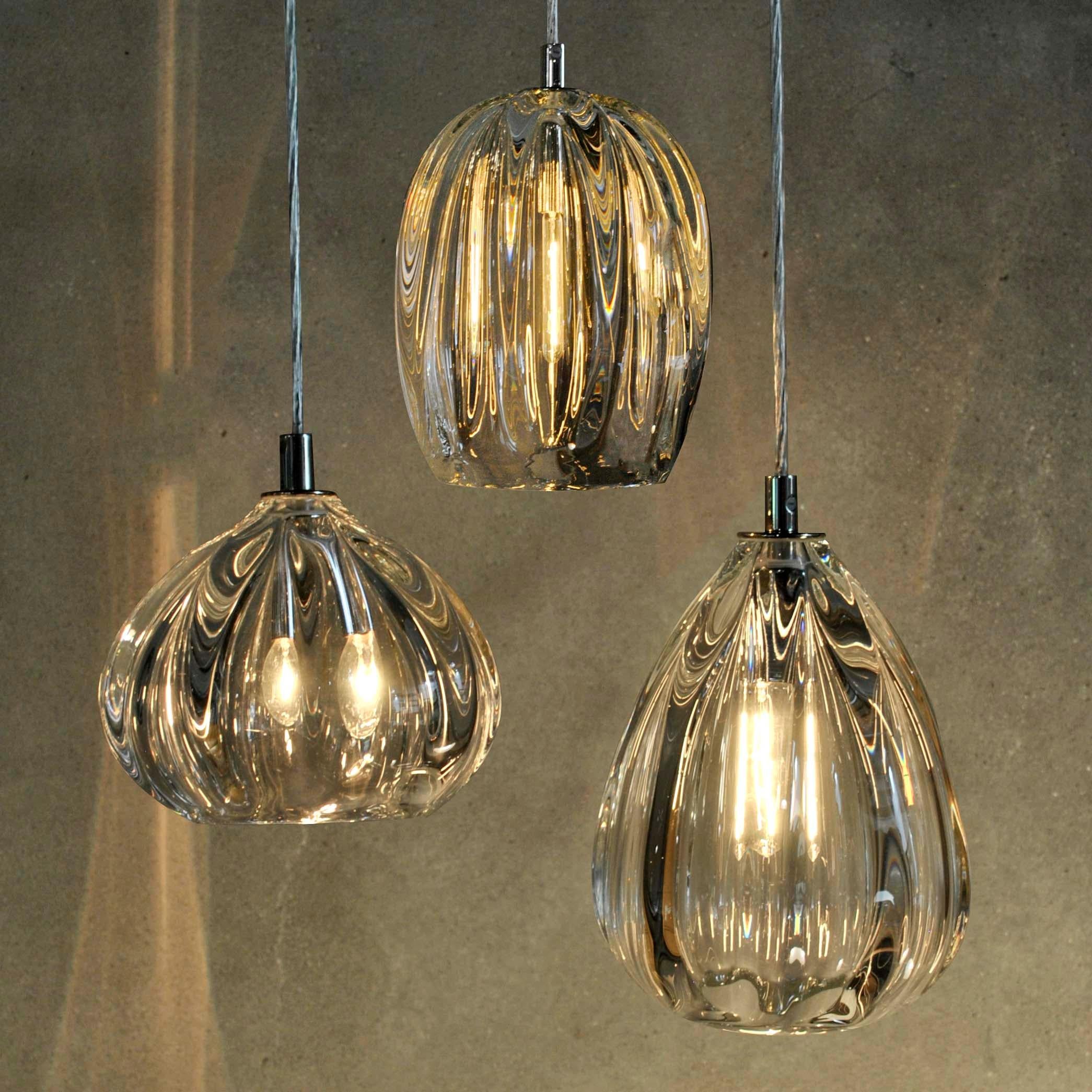 American Barnacle Large Cone Clear Pendant Light, Hand Blown Thick Glass - Made to Order For Sale