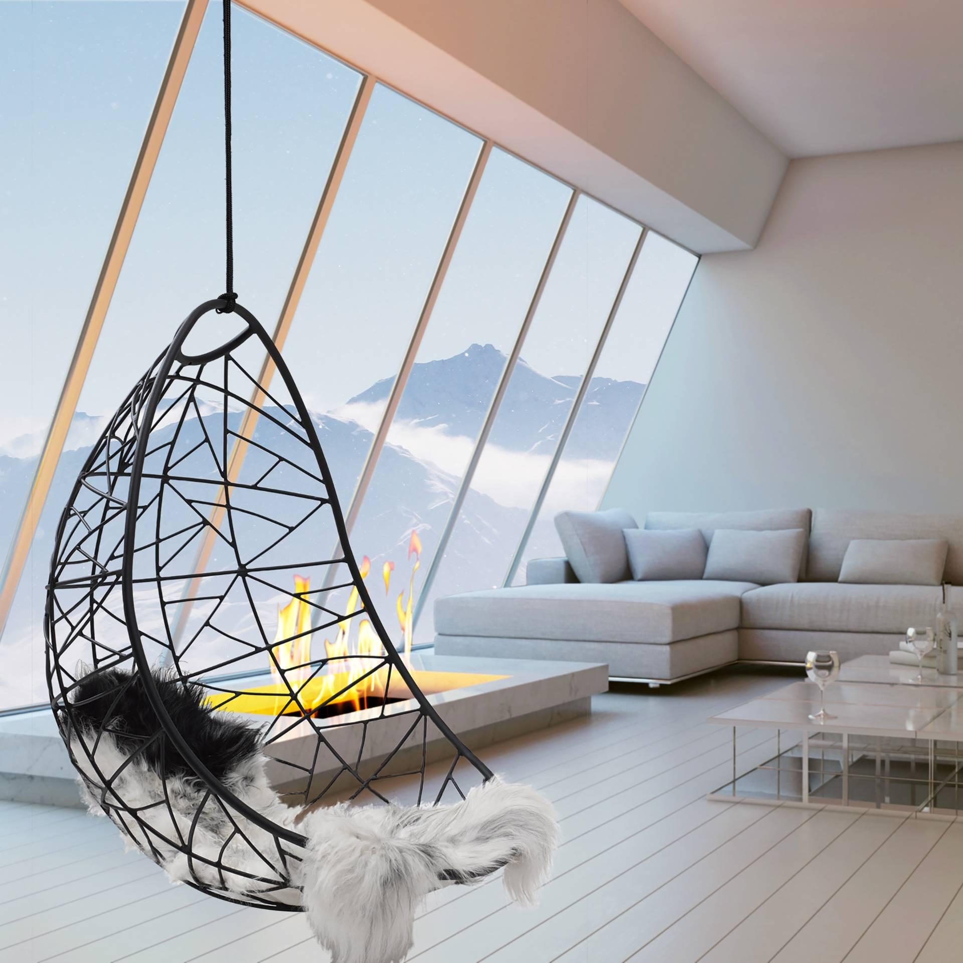 Nest Egg Hanging Swing Chair Steel Modern In/Outdoor 21st Century Black Twig For Sale 4