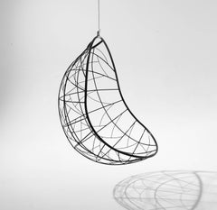 Nest Egg Hanging Swing Chair Steel Modern In/Outdoor 21st Century Black Twig