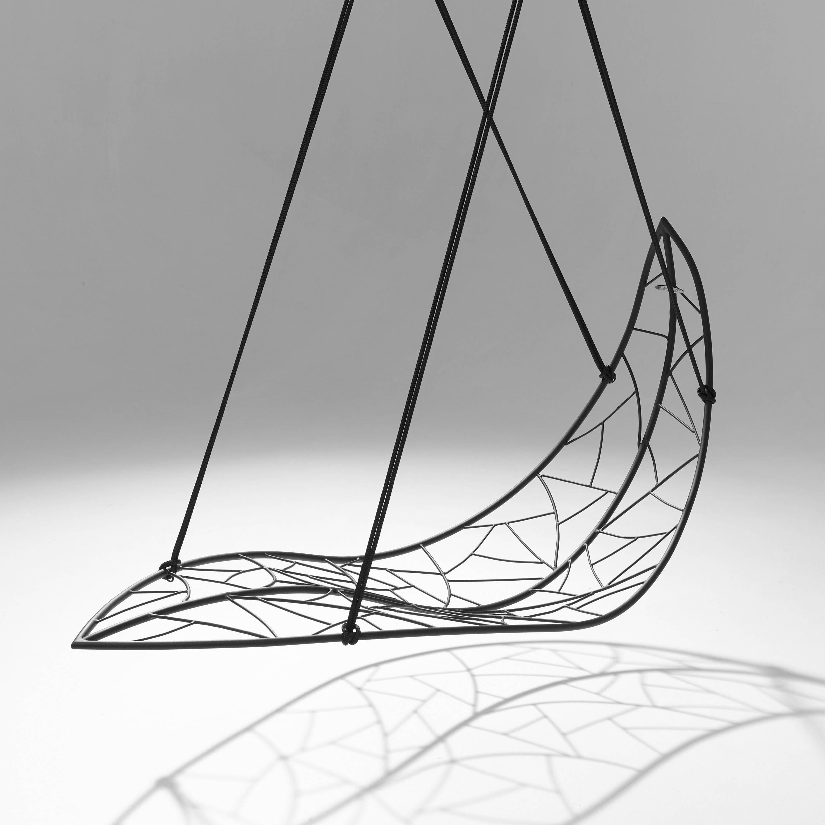 Hänge-Schwingstuhl mit Blättern, Moderner, Stahl in / Außenbereich, 21. Jahrhundert, Schwarz im Angebot 12