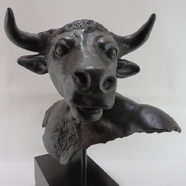 Bronze sculpture representing a bust of Minotaur of the 17th century Roman school with support.
With certificate of the Italian Ministry of Cultural Heritage.