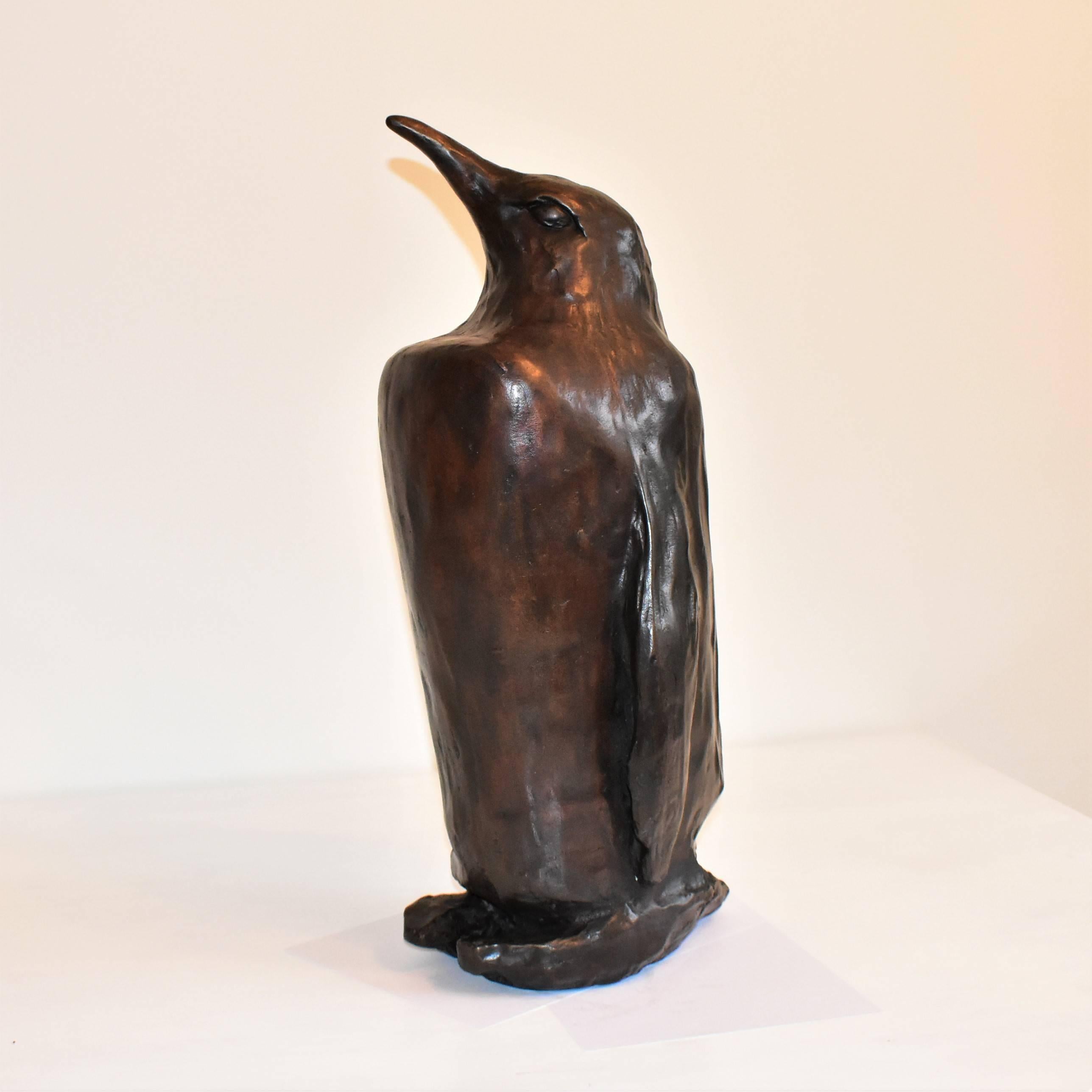 Cast Modern Bronze Sculpture of a Penguin Impressive Large Statement Piece For Sale