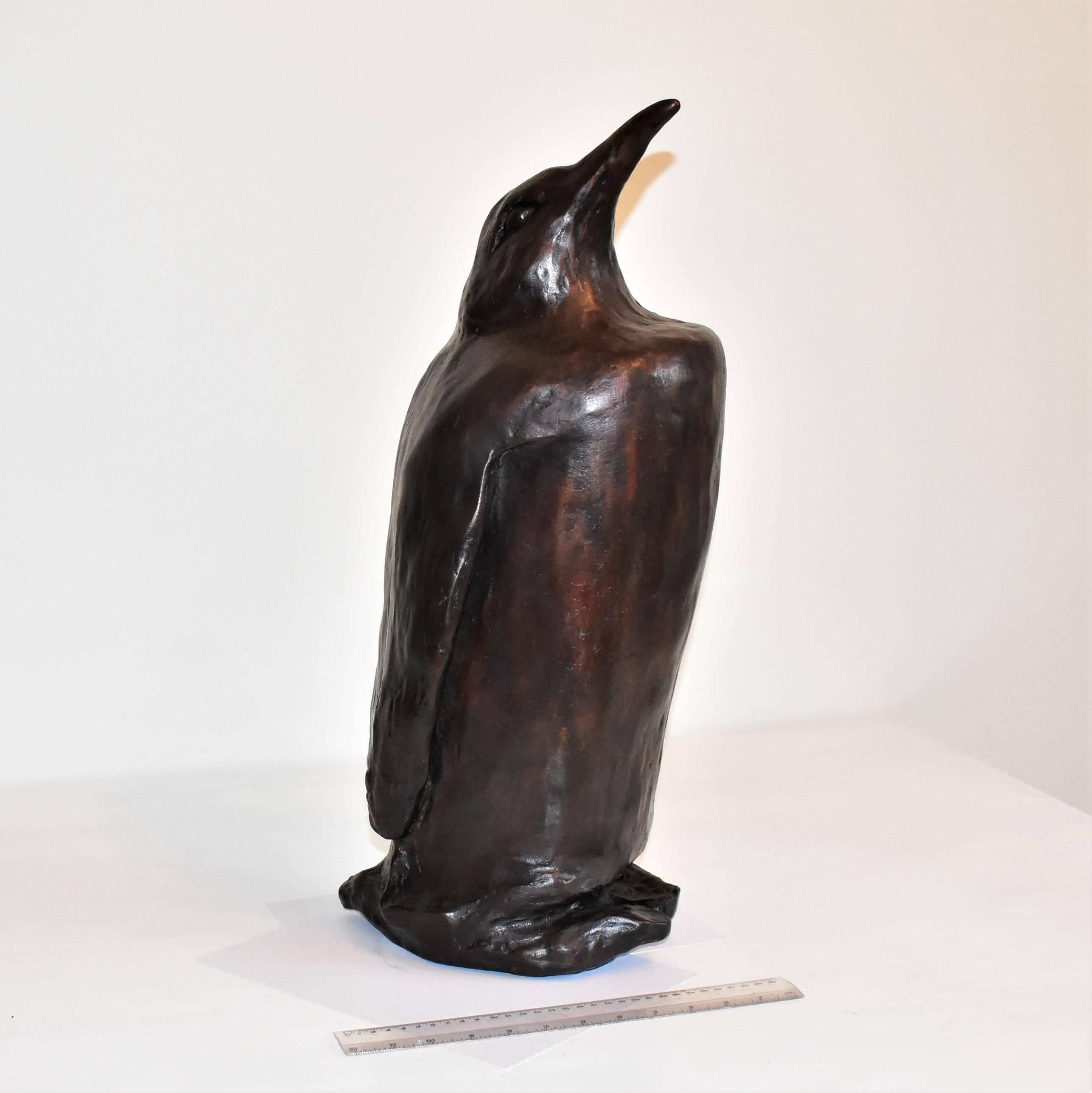 Contemporary Modern Bronze Sculpture of a Penguin Impressive Large Statement Piece For Sale