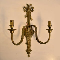 Late 19th Century Brass Wall Lights, Set of Eight with Two Branched Lamps Each