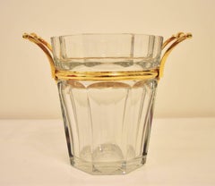 Baccarat Cut Crystal Modern Harcourt Champagne Cooler, Gilded Handles