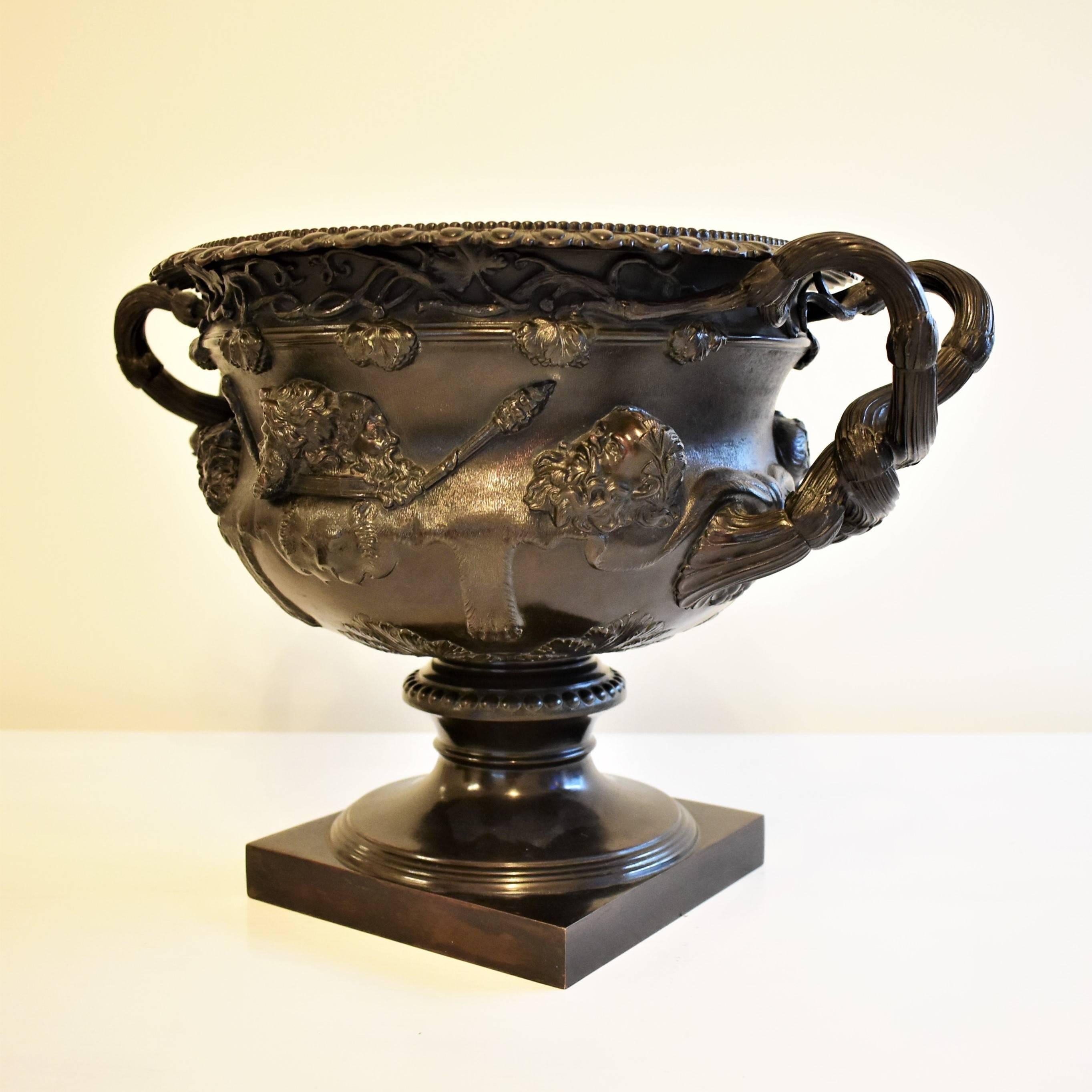 Cast Large Warwick Vase in Bronze, Grand Tour For Sale