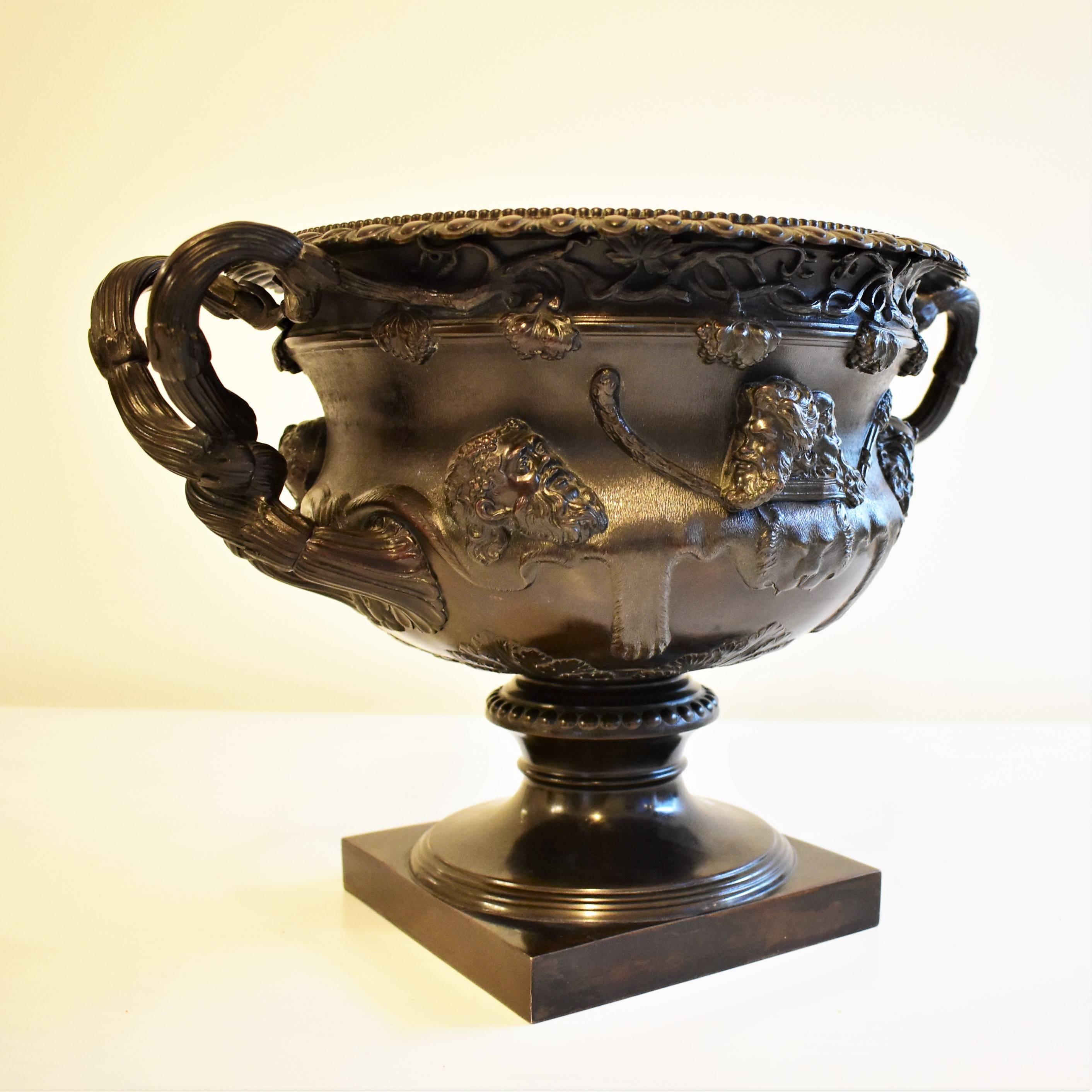 English Large Warwick Vase in Bronze, Grand Tour For Sale