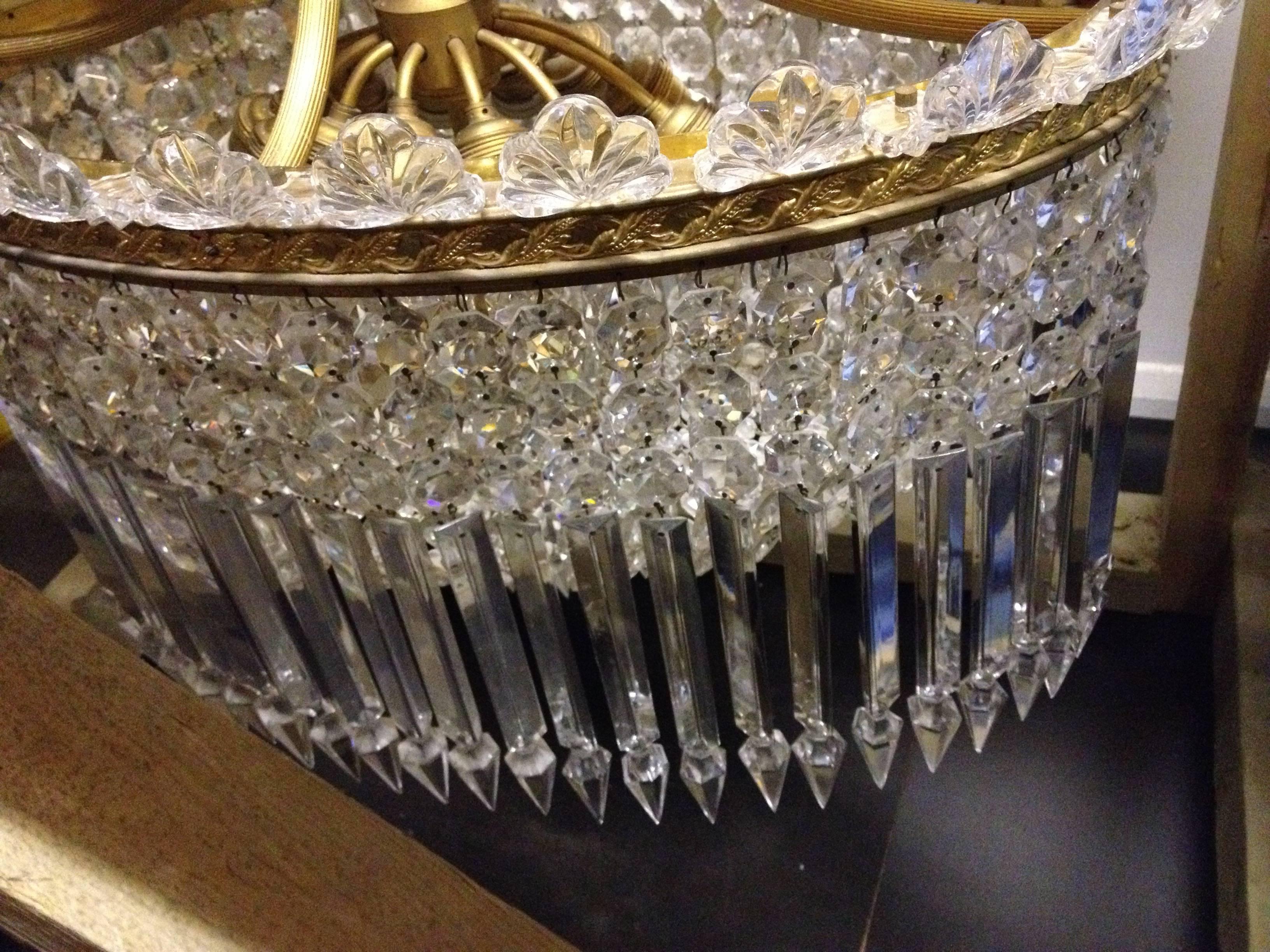 Baccarat Crystal Chandelier, Thirteen-Light Gilt Bronze, France, 20th Century In Good Condition For Sale In London, GB