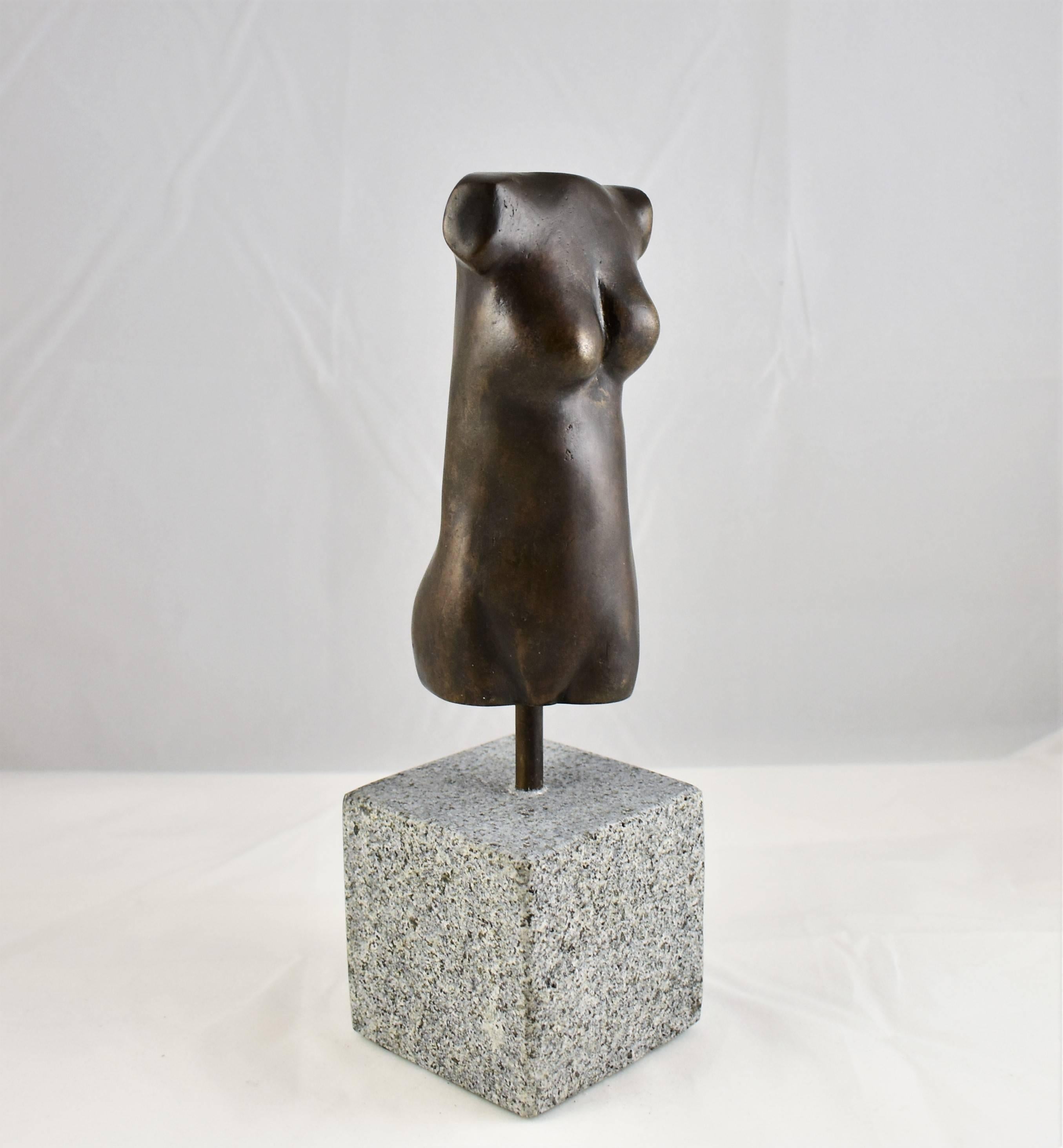 Modern Bronze Hand Cast Figurative Sculpture a Female Torso, Black Patina In Excellent Condition For Sale In London, GB