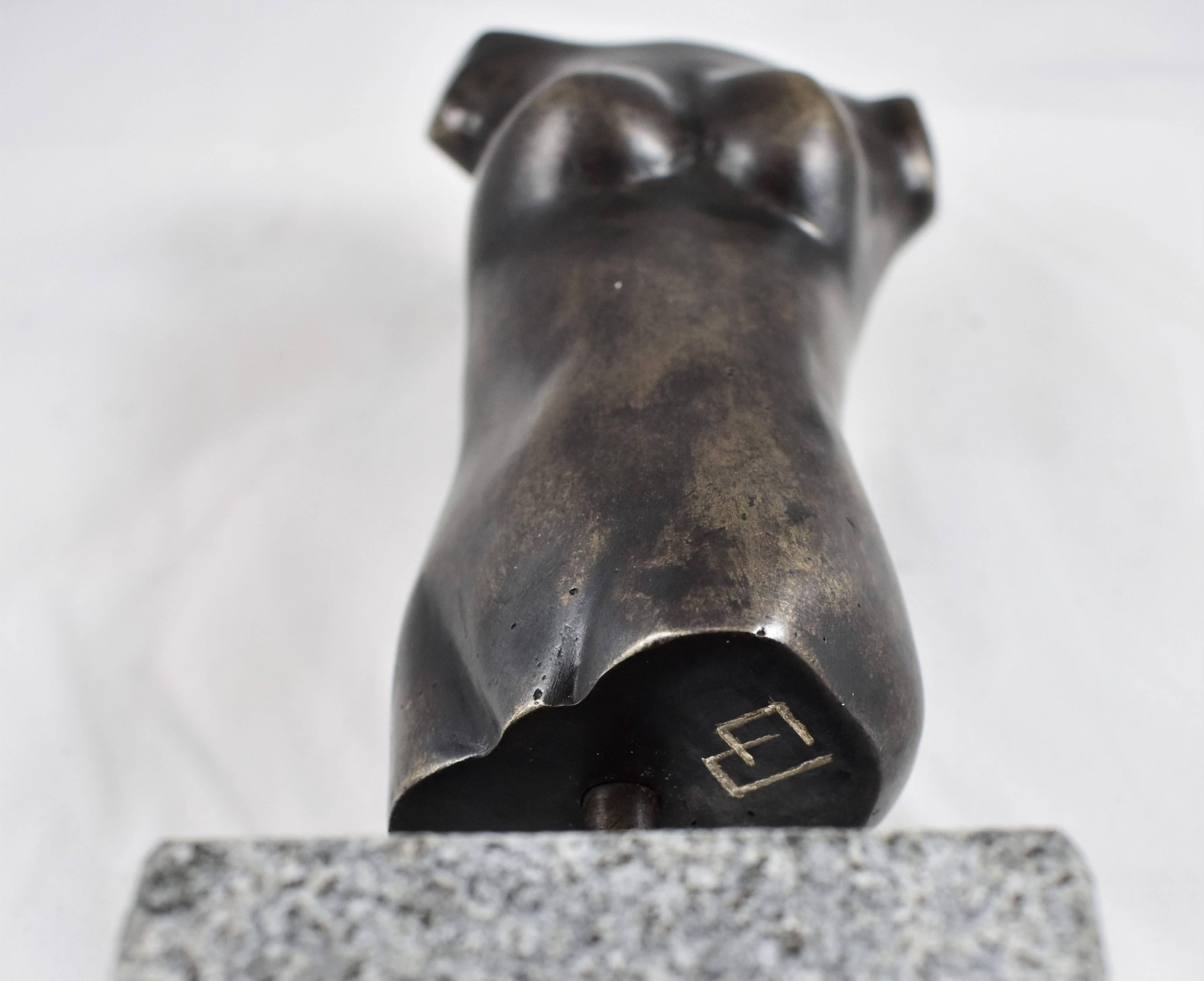 Contemporary Modern Bronze Hand Cast Figurative Sculpture a Female Torso, Black Patina For Sale